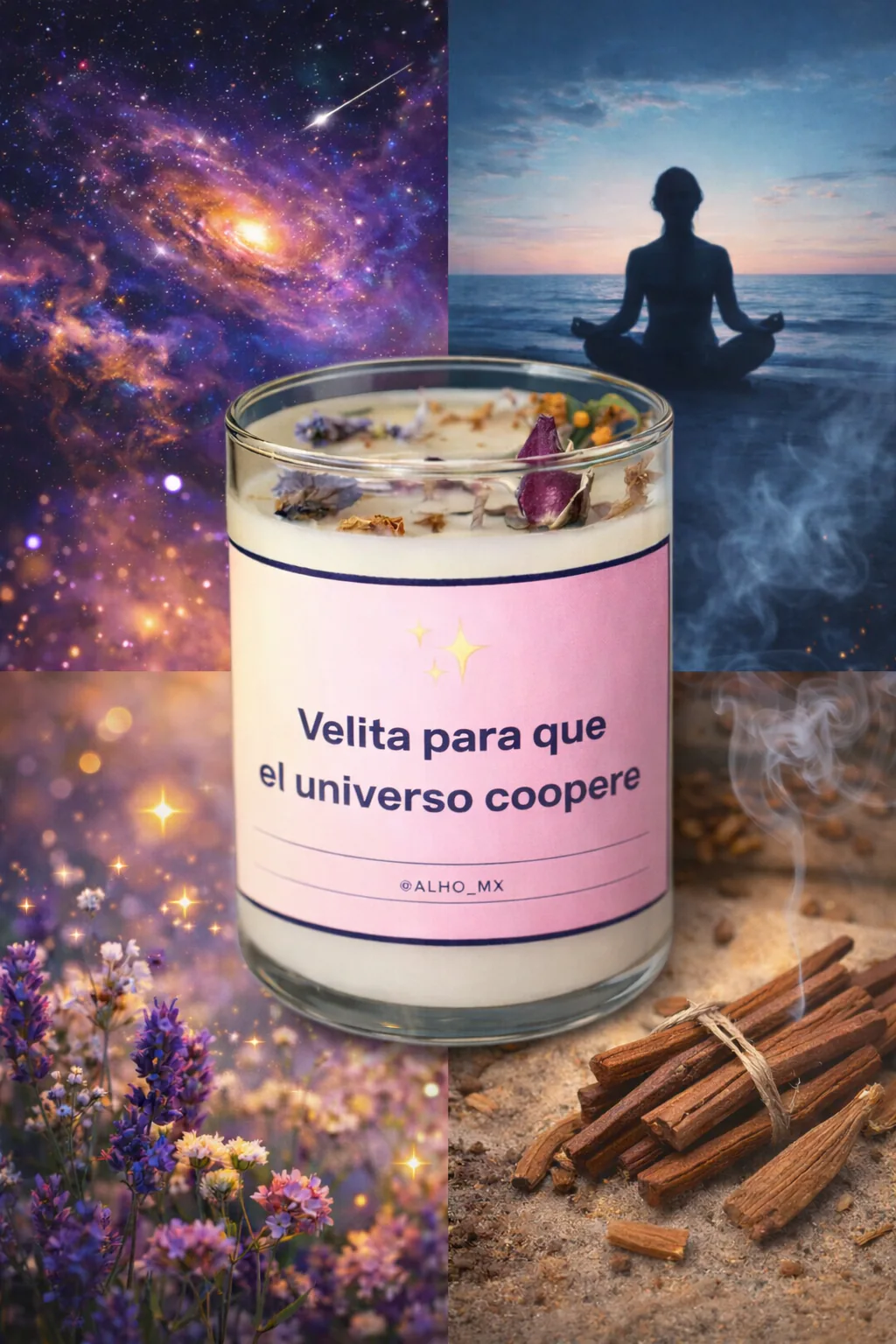 Velita para que el universo coopere de Alho con etiqueta rosa
